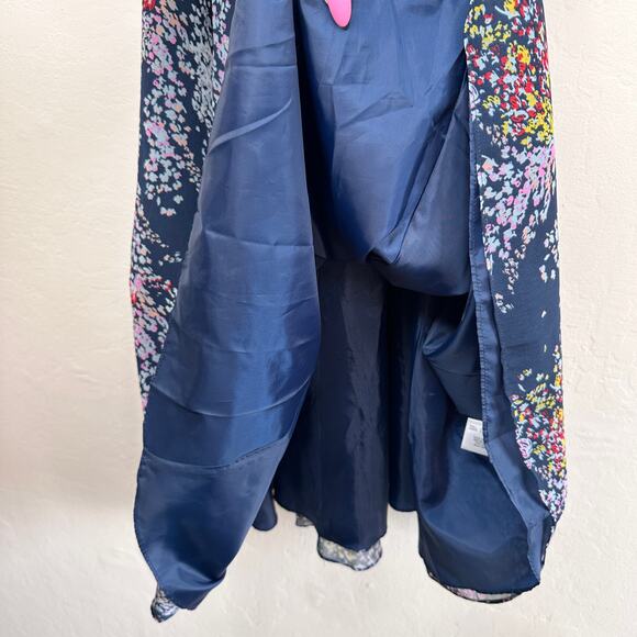 ModCloth Fiore Your Entertainment Flora Navy Blue Floral Cold Shoulder Dress Lg - Picture 11 of 16